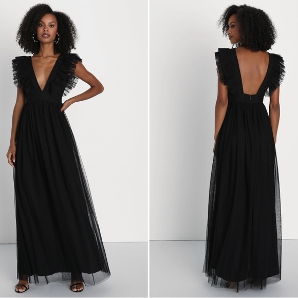 Lulus Dresses & Skirts - LULU's Sexy FLowy Classy Prom Wedding Boho Chic Tulle Ruffle Maxi